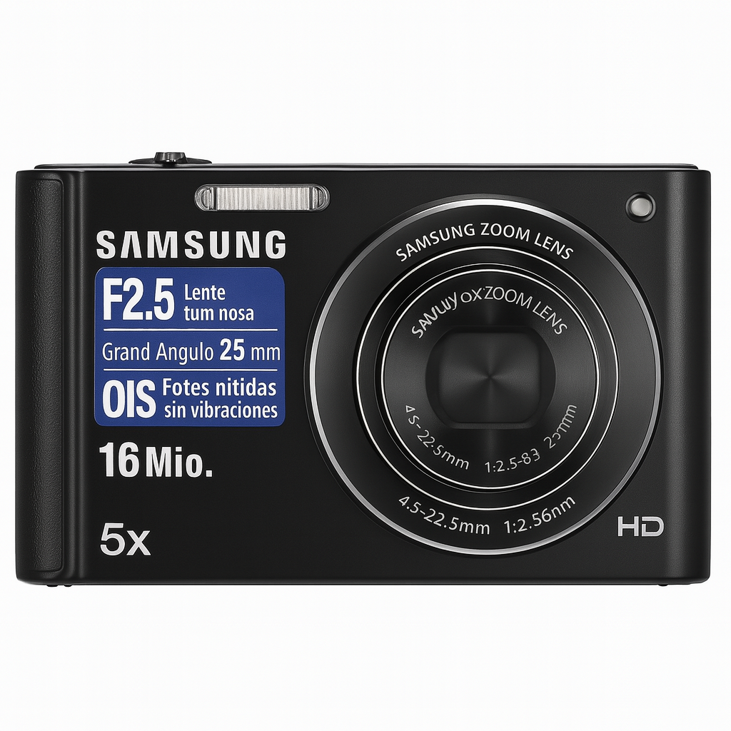 Samsung ST77 – Compacta 16.1 MP | Zoom 5× | Estabilización Óptica | Video HD | Funciones Smart