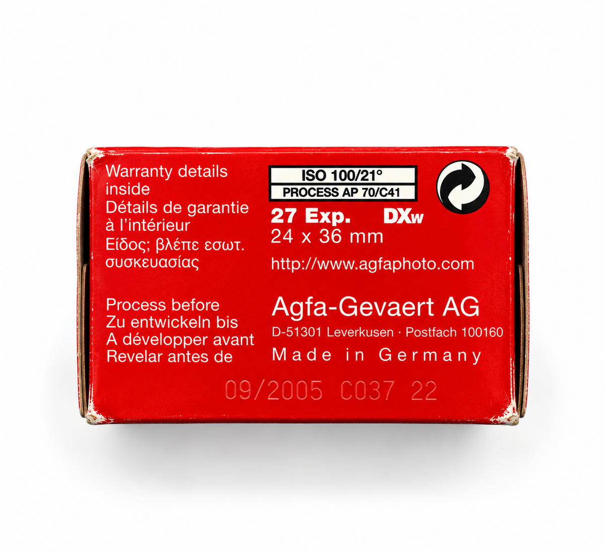Agfa Vista 100 – 35 mm – 27 exposiciones – Película expirada