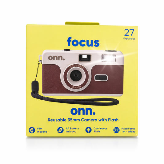 Cámara Reutilizable ONN 35mm con Flash – Color Café (Nueva)