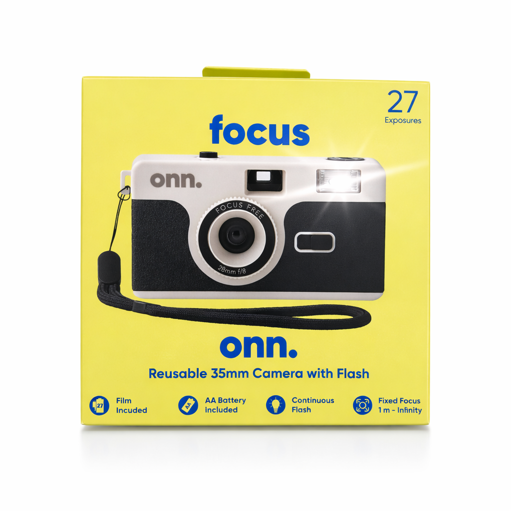 Cámara Reutilizable ONN 35mm con Flash – Color Negro (Nueva)