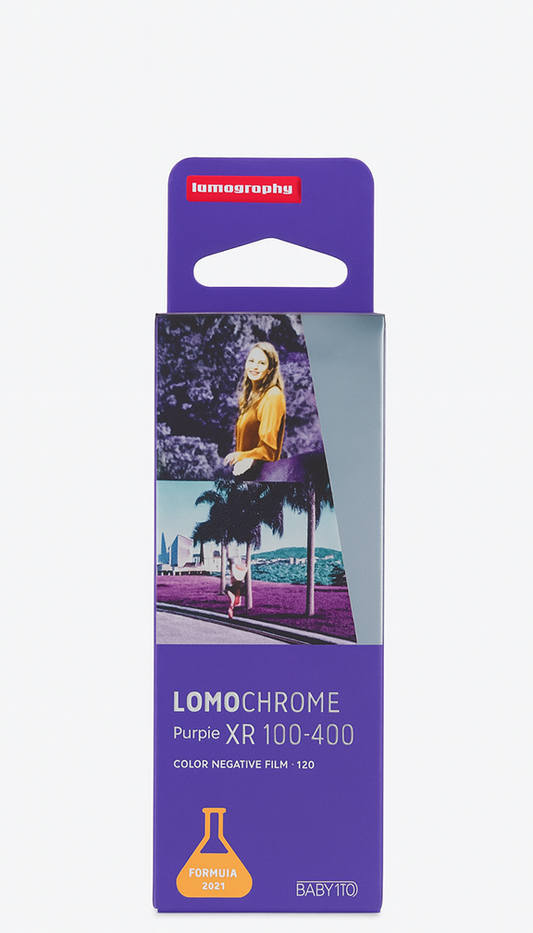 Pelicula LomoChrome Purple XR 110 – ISO 100‑400, película color negativa surrealista (24 exposiciones)